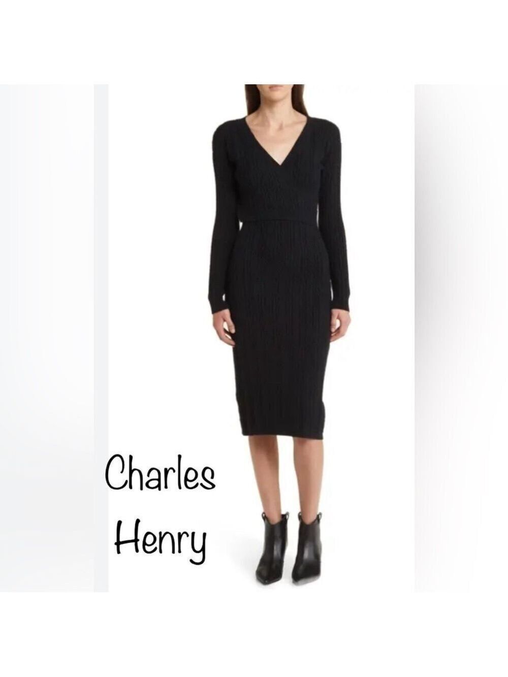 NWOT Charles Henry from Nordstrom Cable Stitch Long Sleeve Sweater Dress size M